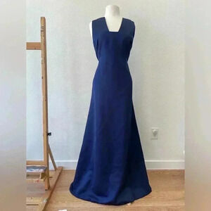Vintage Victor Costa Navy Blue Ballgown Dress Iridescent Fit n Flare Size XL